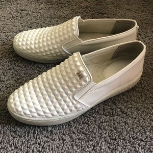 MK White Leather Slip-On Sneaker